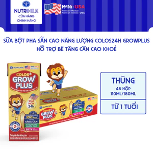 Thùng 48 Hộp Sữa Bột Pha Sẵn GROW PLUS Colos 24h Nutricare Bé Tăng Cân Tăng Cường Đề Kháng Tiêu Hoá Tốt Bé Từ 1 Tuổi