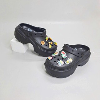 Dép sục stomp clogs unisex cao cấp tặng kèm 10 jibbitz 3D đẹp, dép cá sấu đế cao 5 phân chống trượt nhẹ