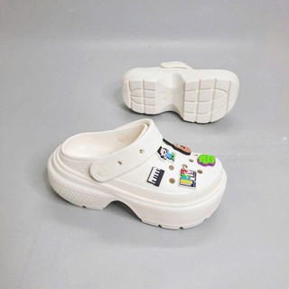 Dép sục stomp clogs unisex cao cấp tặng kèm 10 jibbitz 3D đẹp, dép cá sấu đế cao 5 phân chống trượt nhẹ