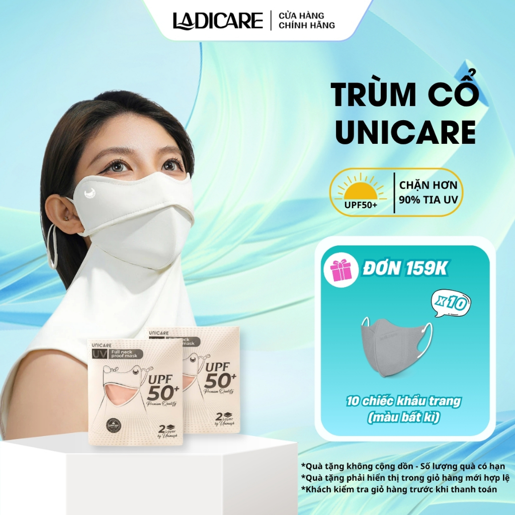 Khẩu trang vải chống nắng Unicare Trùm Cổ Proof Mask, thiết kế cải tiến chống nắng tối ưu