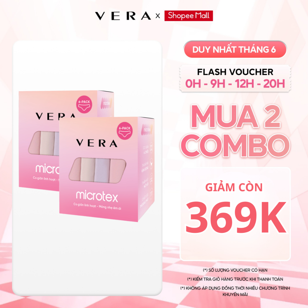 [LIVE] Combo 06 quần lót nữ mát mịn, co giãn thoải mái, kháng khuẩn VERA 6323 [Giao màu ngẫu nhiên]