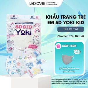 Khẩu trang 5D YOKI KIDS dành cho trẻ 3 đến 10 tuổi 4 lớp kháng khuẩn dày