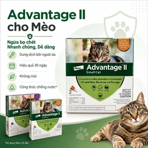 Advantage II for CatAnti Fleas & Ear Mites Eggs Larvae Treatment Supply 2dose/no Box