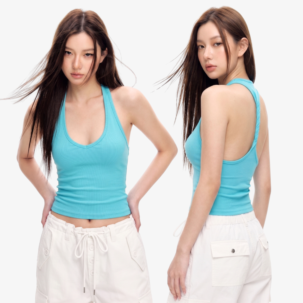 Áo 3 Lỗ Nữ Cổ Chữ U Dáng Ôm Lưng Kiểu Xoắn Dây Cá Tính By ChaBon CB30