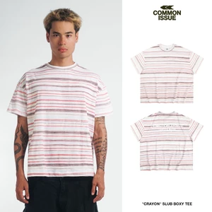 Áo Thun Form Boxy "CRAYON” Phối Chất Vải Slub Mỏng 220gsm Phối Sọc Unisex Nam Nữ | Common Issue