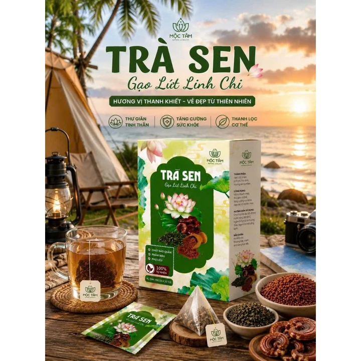 Trà Sen Gạo Lứt Linh Chi Thiên Nhiên – Trà Thảo Mộc Healthy Gạo Rang Thơm Ngon, Thanh Vị Dễ Uống