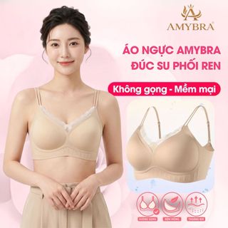 [ AMYBRA BST MỚI ] Áo Ngực Nữ Su Đúc Phối Ren Không Gọng, Áo Lót Nữ Dây Đôi Thời Trang Mút Mỏng Nâng Đỡ V1 AMYBRA A2606
