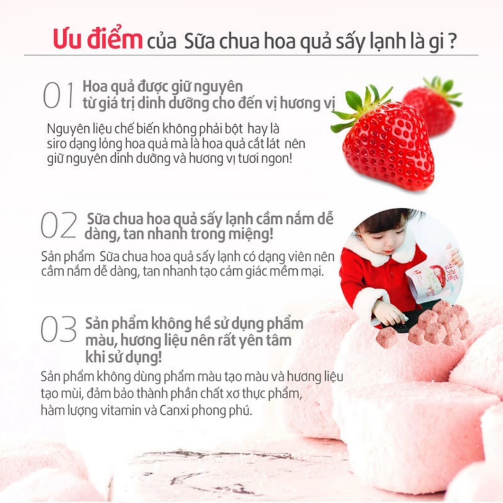 CHÍNH HÃNG NHẬP KHẨU - Sữa Chua Sấy Lạnh và Phô Mai Sấy Lạnh Hàn Quốc Yomit 16g, Sữa Chua Sấy Lạnh Cho Bé Từ 6th Ăn Dặm