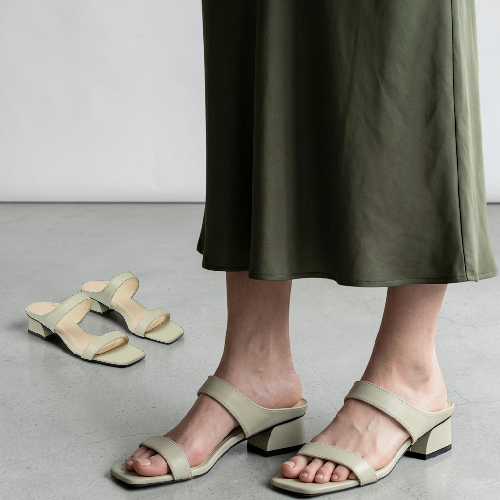 Guốc Cao Gót Nữ 3cm 2 Quai Ngang Thời Trang Pixie H451