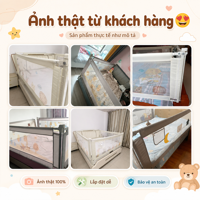 thanh chắn giường cho bé,Thanh chắn cũi trẻ em nâng 1 bên chất lượng cao, An toàn, sinh thái