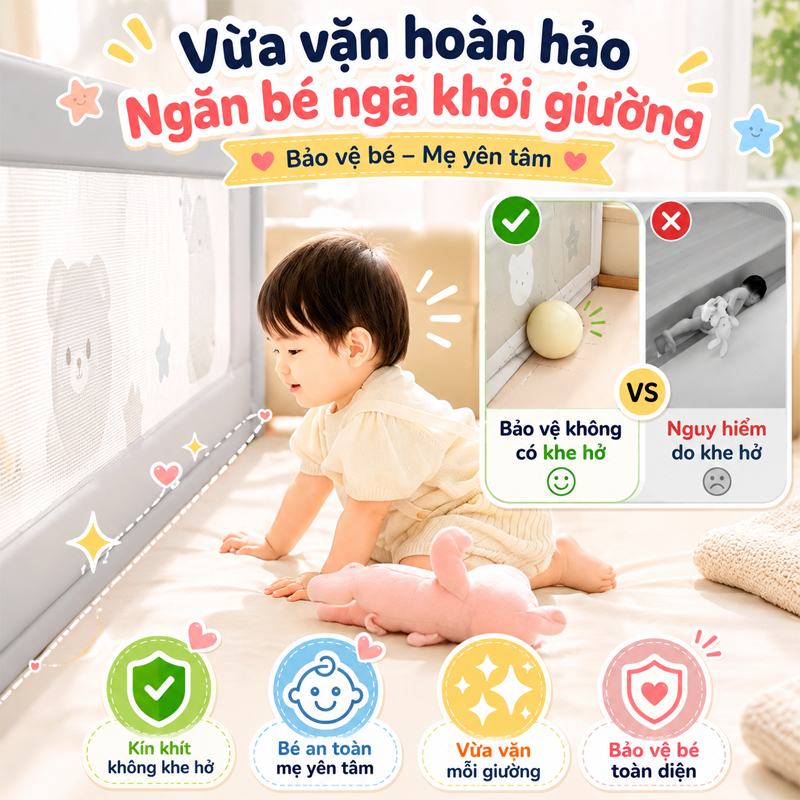 thanh chắn giường cho bé,Thanh chắn cũi trẻ em nâng 1 bên chất lượng cao, An toàn, sinh thái