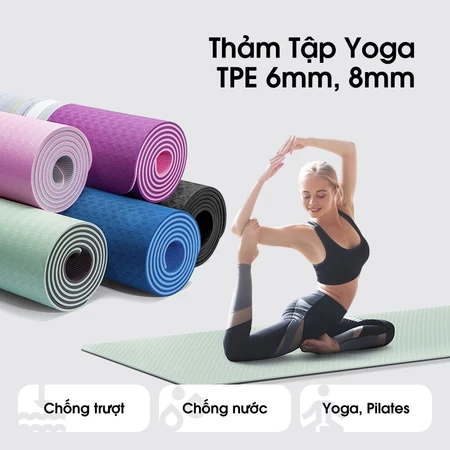 Thảm Tập Yoga - Thảm Tập Gym TPE Siêu Bền 6mm/8mm Hàng Cao Cấp - ThamTPE