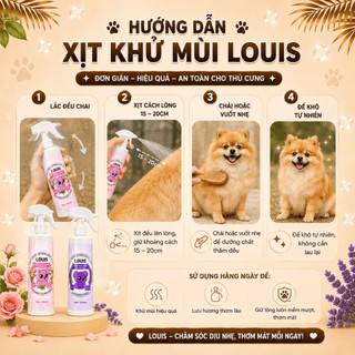 Xịt Khử Mùi Chó Mèo Louis Lavender 250ml, Xịt Kháng Khuẩn Dưỡng Lông Thú Cưng Trị Tật Đi Bậy