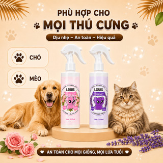 Xịt Khử Mùi Chó Mèo Louis Lavender 250ml, Xịt Kháng Khuẩn Dưỡng Lông Thú Cưng Trị Tật Đi Bậy