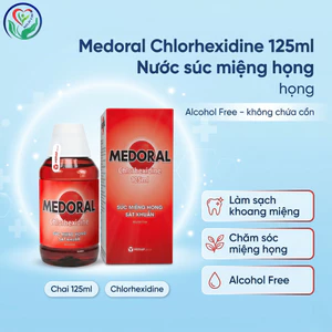 Nước súc miệng họng Medoral Chlorhexidine 125ml hỗ trợ làm sạch khoang miệng, chăm sóc nướu họng