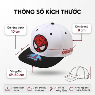Mũ bé trai 1-5 tuổi HAZIN Snapback thêu hình siêu nhân nhện SPIDER MAN phối màu cho bé đi học đi chơi