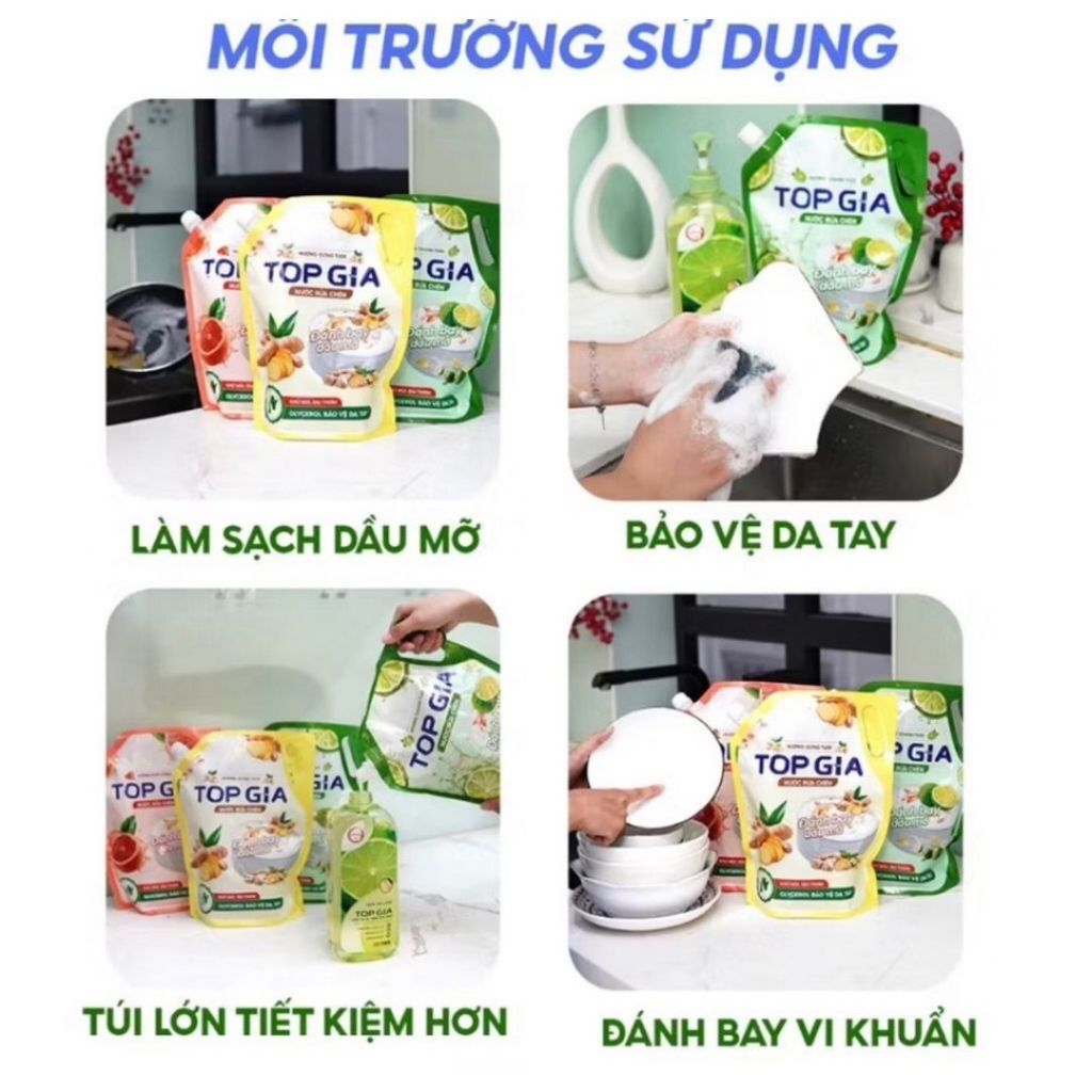 COMBO TIẾT KIỆM SET 3 TÚI NƯỚC RỬA CHÉN TOP GIA SẼ TẶNG KHĂN LAU TAY