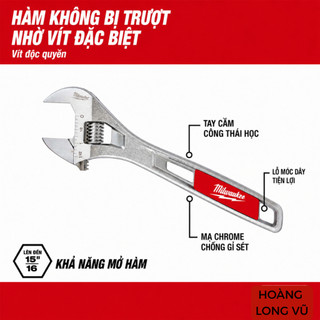 Mỏ lết 6" Milwaukee 48-22-7406 Chất liệu thép siêu cứng chống rỉ, hàng cao cấp Milwaukee 48-22-7406X