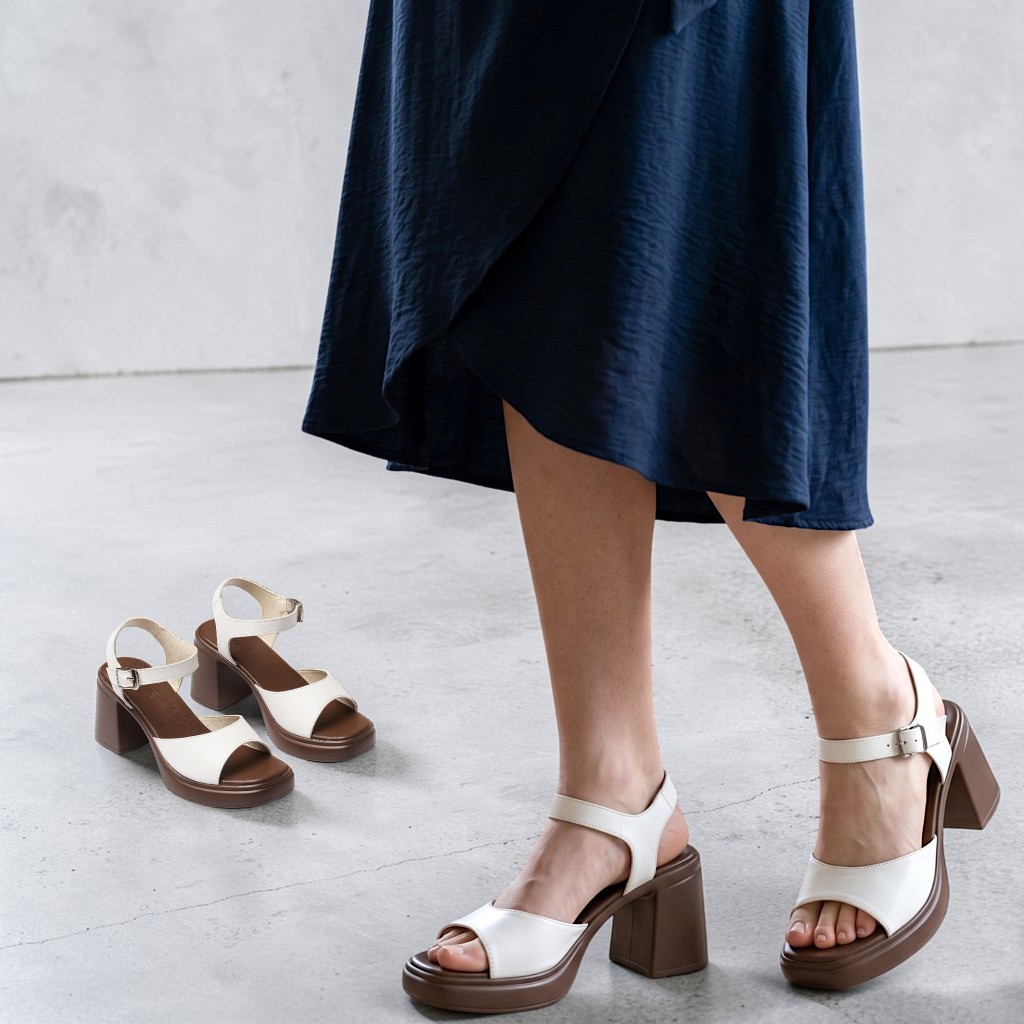 Giày Sandal Cao Gót Nữ Đúp 7cm Quai Ngang Pixie H131