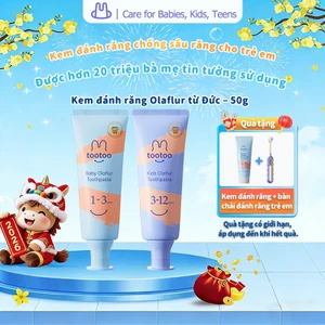 Kem đánh răng cho bé tootoo Babies Kids Olaflur ngừa sâu răng cho trẻ từ 0-12 tuổi hương đào 50g