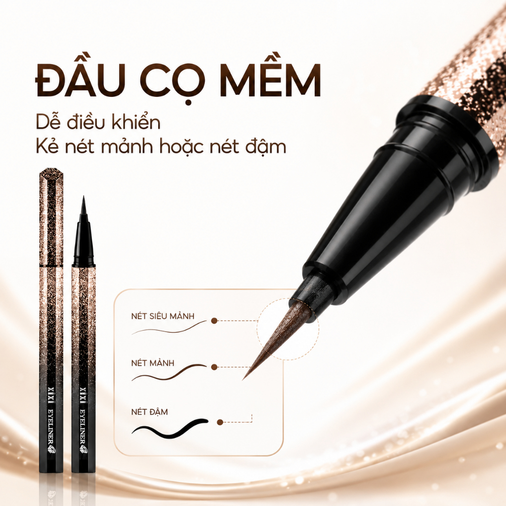 Bút Kẻ Mắt Nước Đầu Cọ Mềm 0.7g Chống Nước Nhanh Khô Lâu Trôi Hạn Chế Lem Trang Điểm Mắt Đen Nâu Cà Phê