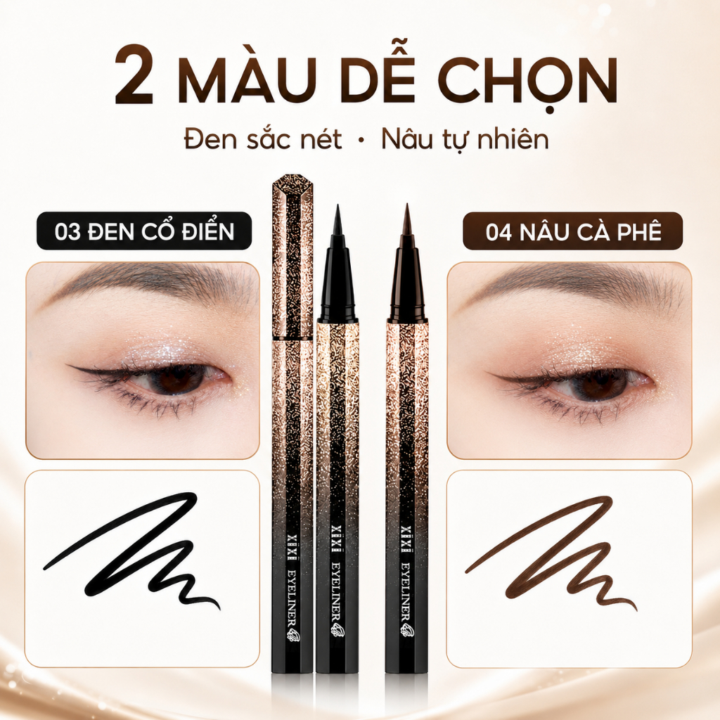 Bút Kẻ Mắt Nước Đầu Cọ Mềm 0.7g Chống Nước Nhanh Khô Lâu Trôi Hạn Chế Lem Trang Điểm Mắt Đen Nâu Cà Phê