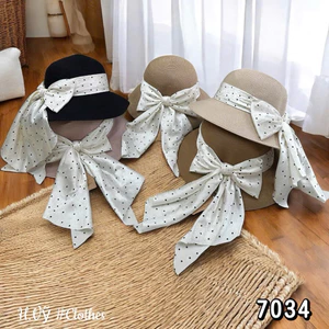 👒👒 Mũ cói tròn nơ bi bản to