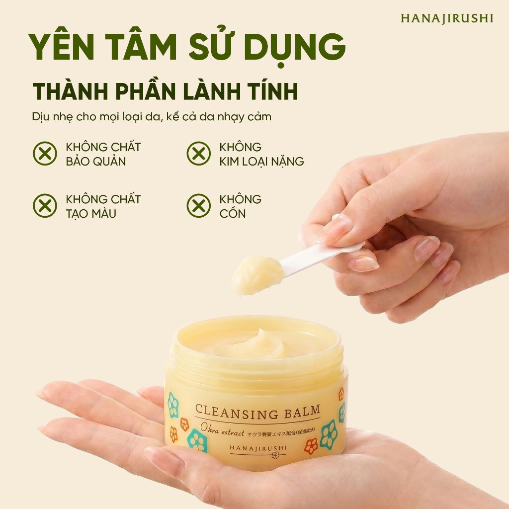 [Võ Hà Linh x Hanajirushi] Sáp Tẩy Trang Hanajirushi Cleasing Balm Okera Extract 70g Làm Sạch Bụi Bẩn Makeup