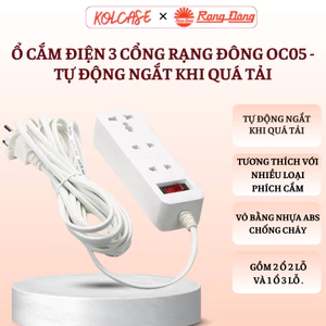Ổ Cắm Điện 3 Cổng Rạng Đông OC05 - Tự Động Ngắt Khi Quá Tải, An Toàn và Tiện Lợi Cho Gia Đình