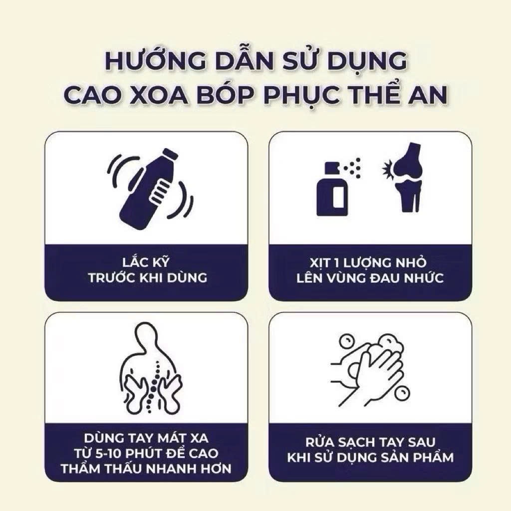 Xịt Phục Thế An xoa bóp giảm đau khớp đàu gối,eo cổ ,vai,chân hỗ trợ các vấn đề xương khớp lọ 50ml tiện lợi dễ sử dụng