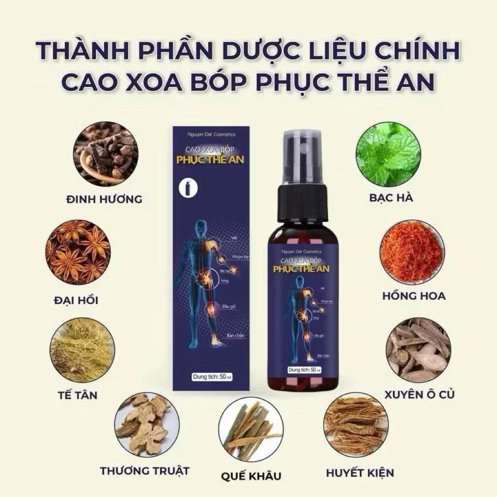 Xịt Phục Thế An xoa bóp giảm đau khớp đàu gối,eo cổ ,vai,chân hỗ trợ các vấn đề xương khớp lọ 50ml tiện lợi dễ sử dụng