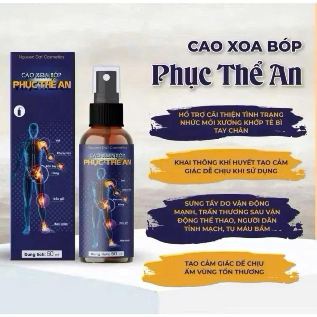 Xịt Phục Thế An xoa bóp giảm đau khớp đàu gối,eo cổ ,vai,chân hỗ trợ các vấn đề xương khớp lọ 50ml tiện lợi dễ sử dụng