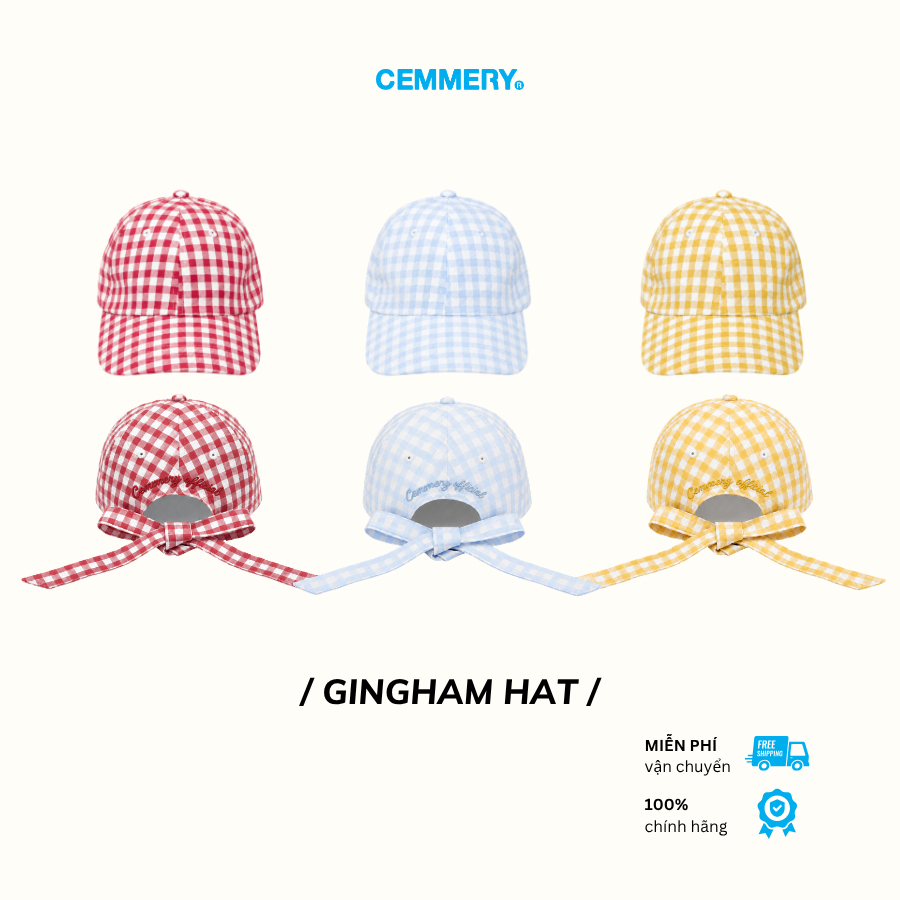 Nón Lưỡi Trai CEMMERY Local Brand Chính Hãng Gingham Hat Vải Oxford Dày Dặn Họa Tiết Caro 3 Màu