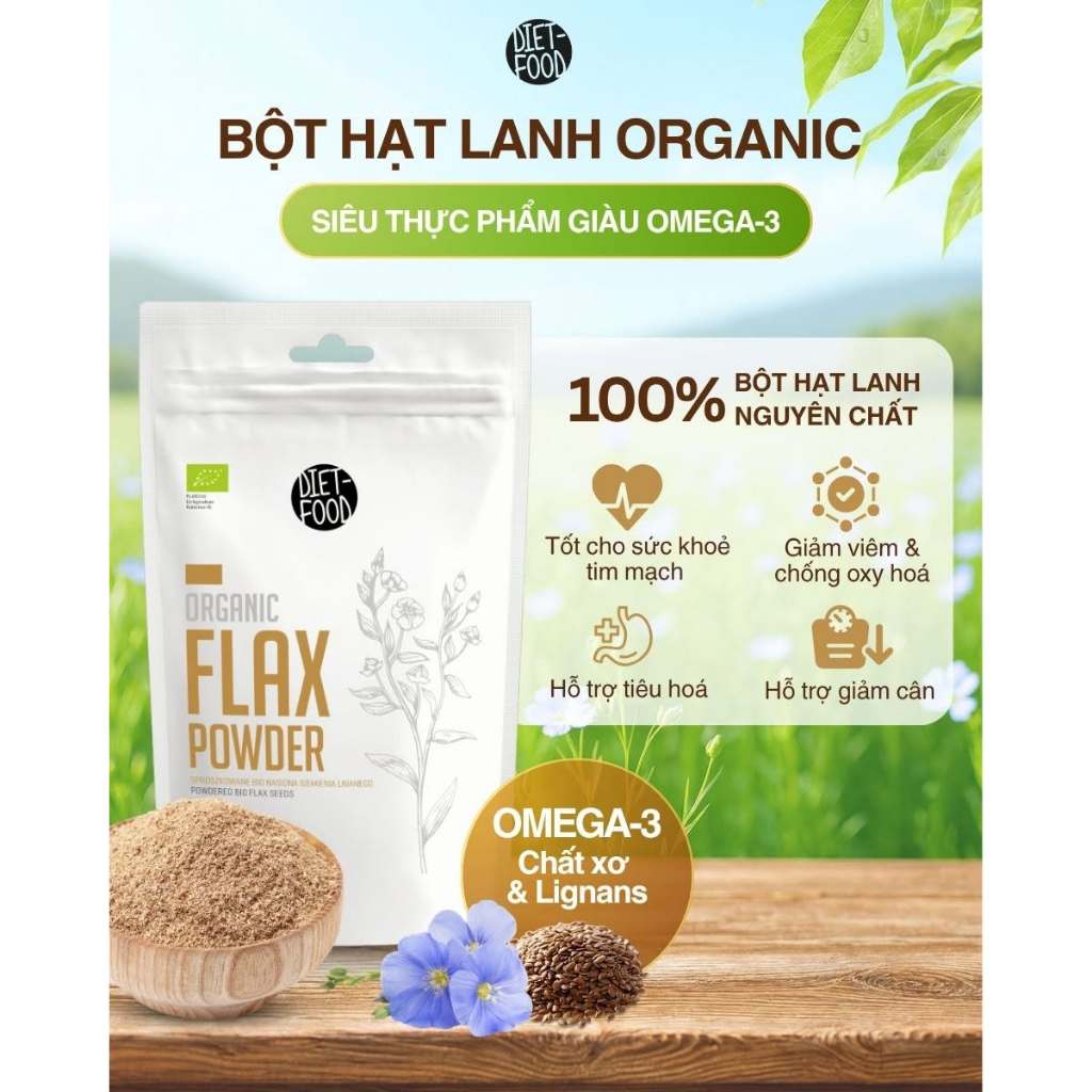 [2027] Bột Hạt Lanh Hữu Cơ Diet-food Organic Flax meal Powder 200g