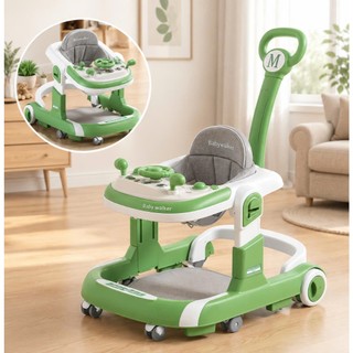 Xe Tập Đi Chữ U Cao Cấp Chống Lật Samkid's Có Bàn Ăn Dặm, Có Bảng Đồ Chơi Thông Minh, Có Cán Đẩy và Lót Chân Cho Bé Yêu