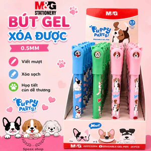 Bút Gel Xóa Được M&G 52R4 0.5mm – Bút Nước Xóa Cho Học Sinh Thân 4 Màu Nắp Hình Đầu Chó Xoay Được