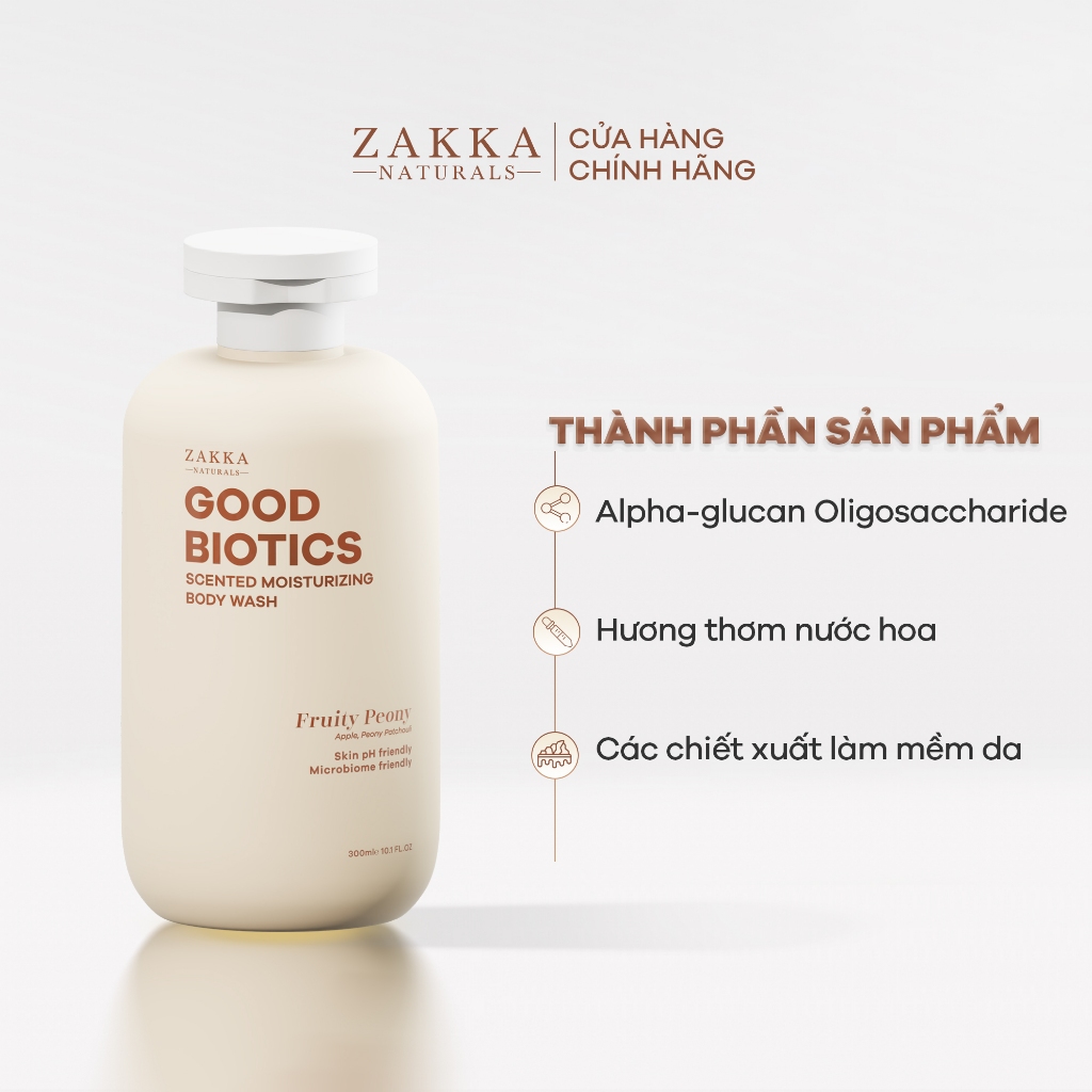 [Fruity Peony] Sữa tắm lợi khuẩn hương nước hoa Good Biotics Scented Moisturizing Body Wash Zakka Naturals 300ml
