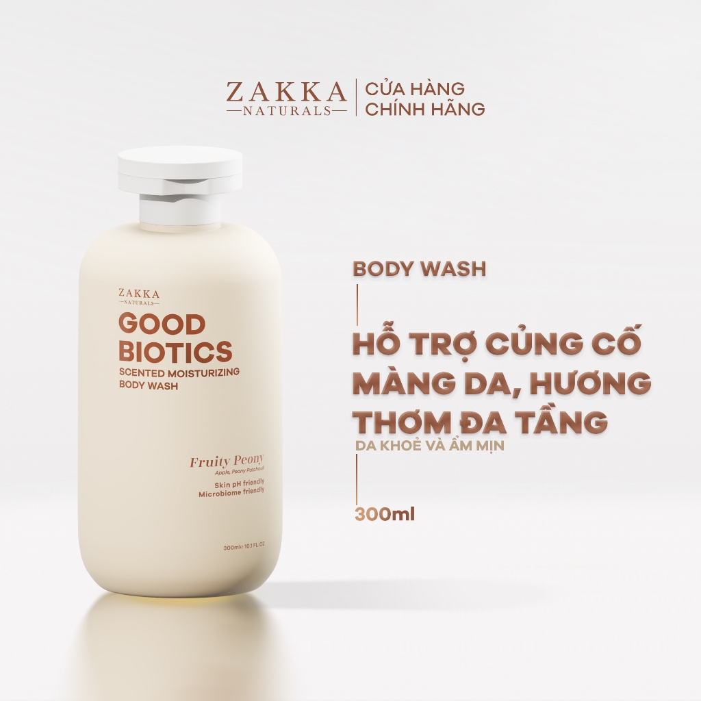 [Fruity Peony] Sữa tắm lợi khuẩn hương nước hoa Good Biotics Scented Moisturizing Body Wash Zakka Naturals 300ml