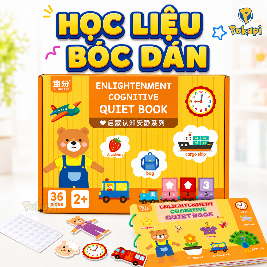 Sách Bóc Dán Đồ Chơi Học Liệu Bóc Dán Montessory Cho Bé Bóc Dán Thông Minh 17 Chủ Đề Tiếng Anh PUKAPI