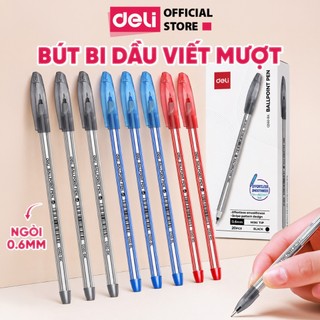 [3K/ BÚT] Combo 5/10/20 Bút Bi Dầu Deli Ngòi 0.6mm Bút Bi Nến Q560 EQ560 Mực Xanh Đen Đỏ Đậm Nét Viết Mượt