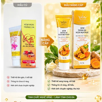 Kem mụn ella 8x - kem mụn nghệ , trắng da ngừa mụn pháp chính hãng -giảm mụn ẩn mụn đầu đen mờ thâm dưỡng trắng da