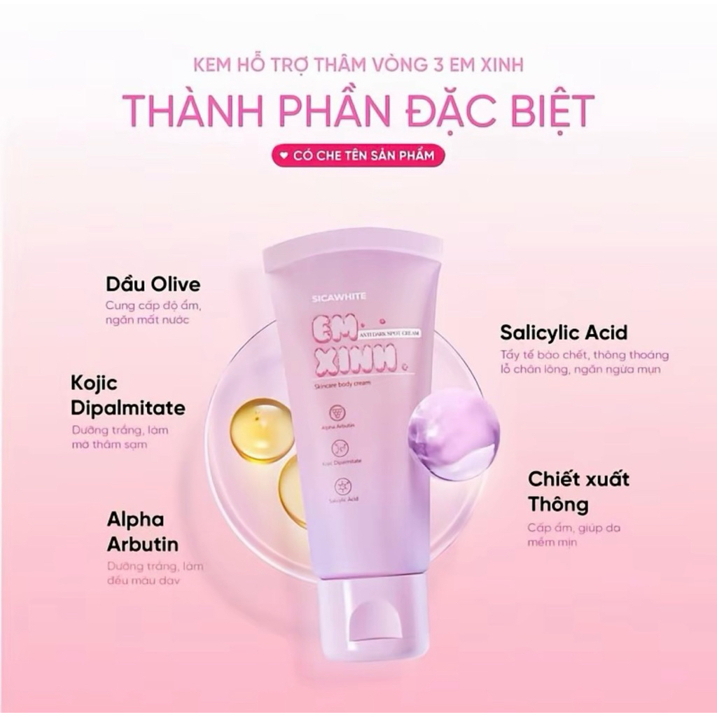 Kem Dưỡng EM XINH ( 50g,) - Hô Trợ Mỡ Thâm, Sân Sui, Làm Mêm Mịn, Cấp Âm, Dưỡng Trăng V3.