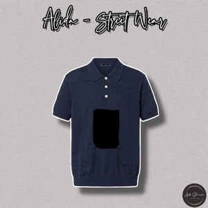 ⚡️[Hight Quality] Áo Polo Len \/ Nam Nữ Navy Blue Ready To - Điểm Nhấn Hoa To Phối Màu Cao Cấp