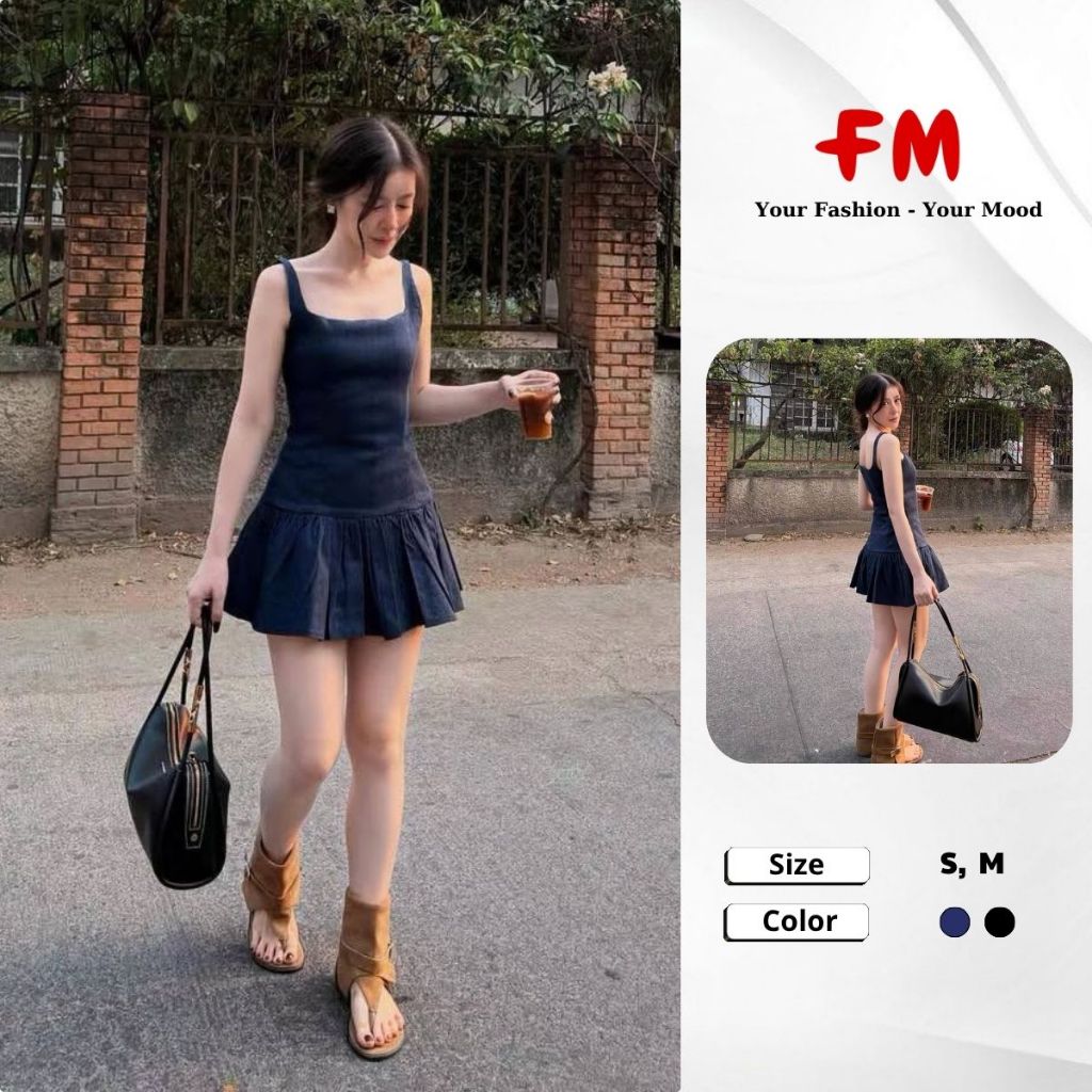 Váy 2 Dây Nữ Dáng Ngắn Vintage FMSTYLE Phong Cách Tiểu Thư Hàn Quốc  26050171