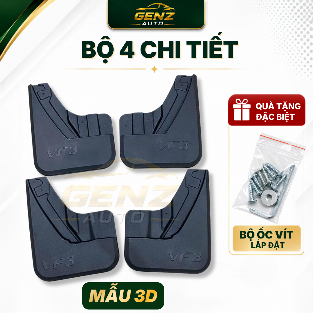 Chắn bùn xe Vinfast VF3 - Chắn Bùn không gây cạ gầm xe Cả bộ 4 bánh + kèm ốc bắt vít