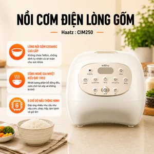 Nồi Cơm Điện Haatz 1.4L Lòng Nồi Ceramic Cao Cấp, 6 Chế Độ Nấu Thông Minh, Công Nghệ Hàn Quốc