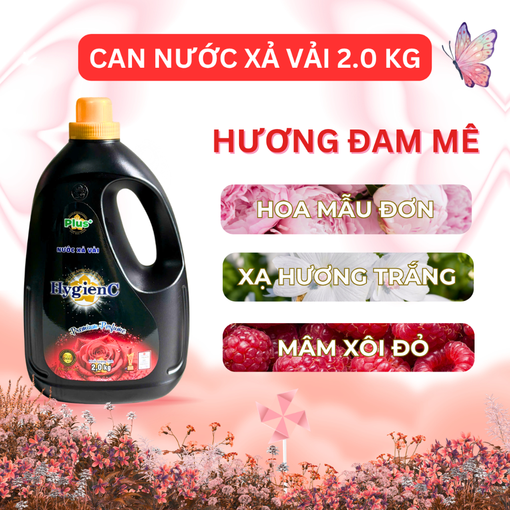 [SỈ THÙNG] Combo 8 Can Nước Xả Vải Đậm Đặc HYGIENC PLUS 2.0 Kg/Can - Hương Nước Hoa