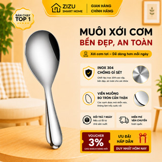 Muôi Xới Cơm Inox SUS 304 Cao Cấp - Muỗng Vá Cơm Sáng Bóng, Cách Nhiệt, Tiện Lợi Dùng Hàng Ngày