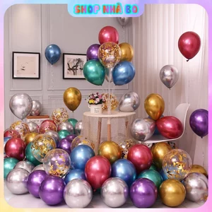 Set 50 Bóng Bay 10 inchs (26 cm) Siêu Nhũ Mạ Chrome Đủ Màu Nhà Bo, Bong Bóng Trang Trí Party Sự Kiện