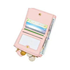 Ví Ngắn Mini Thêu Hoa Cúc Nhỏ Dễ Thương - Ví Nữ Cầm Tay Bỏ Túi Nhiều Ngăn Phối Khóa Kéo Thời Trang Hàn Quốc